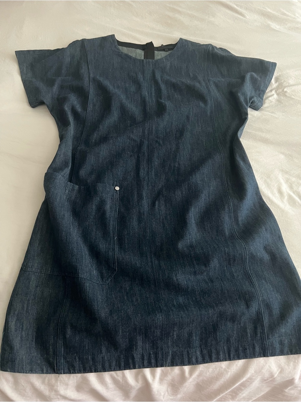 rag & bone Denim Shift Dress Medium Dark Wash Short Sleeve Minimalist